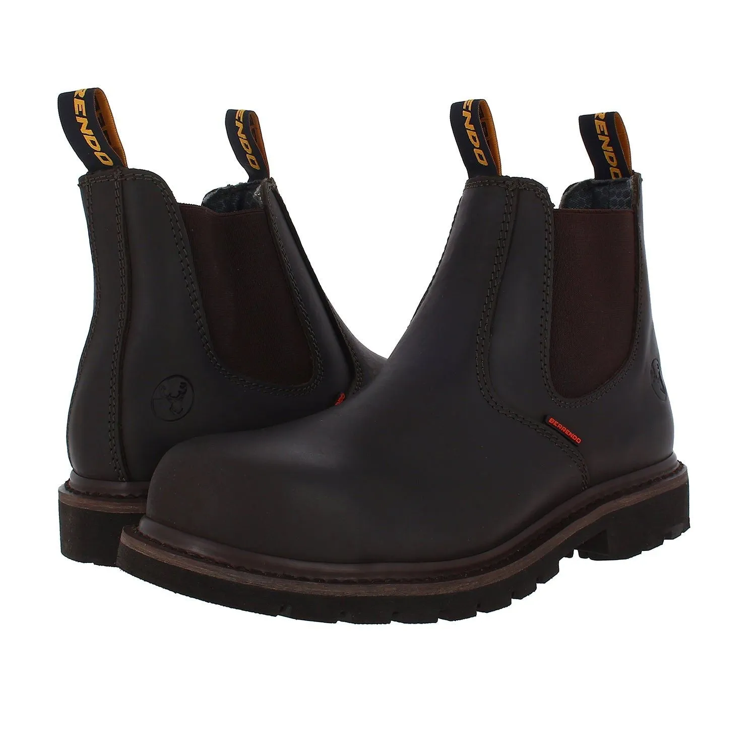 6" Steel Toe Work Boots for Men and Pull On Chelsea and Electrical Hazard and Oil and Slip Resistant