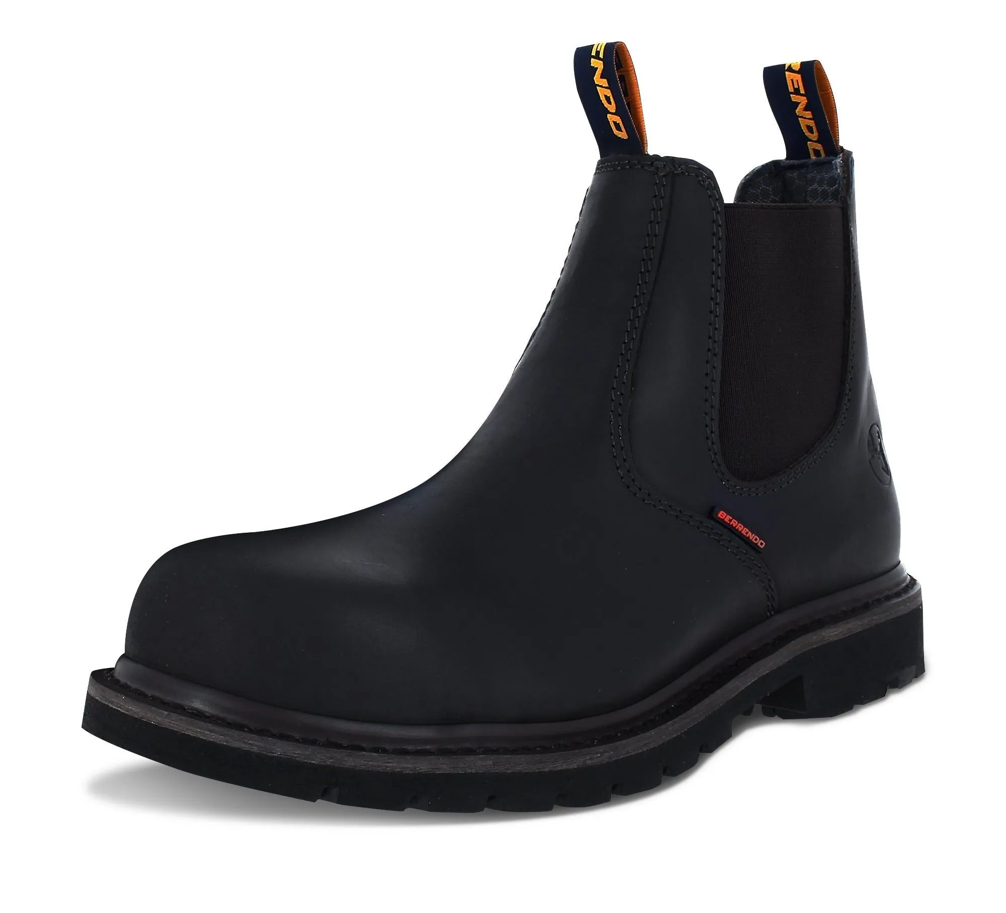 6" Steel Toe Work Boots for Men and Pull On Chelsea and Electrical Hazard and Oil and Slip Resistant