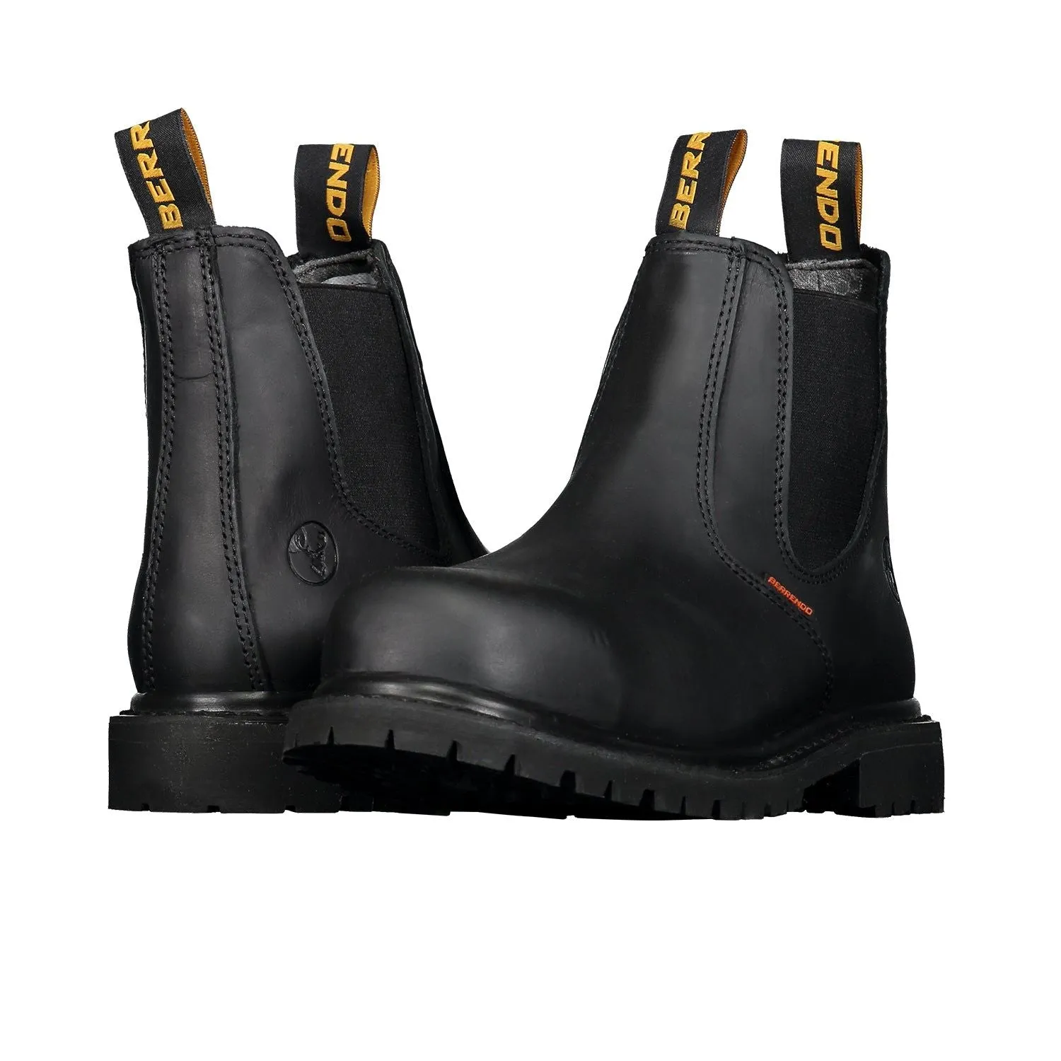 6" Steel Toe Work Boots for Men and Pull On Chelsea and Electrical Hazard and Oil and Slip Resistant