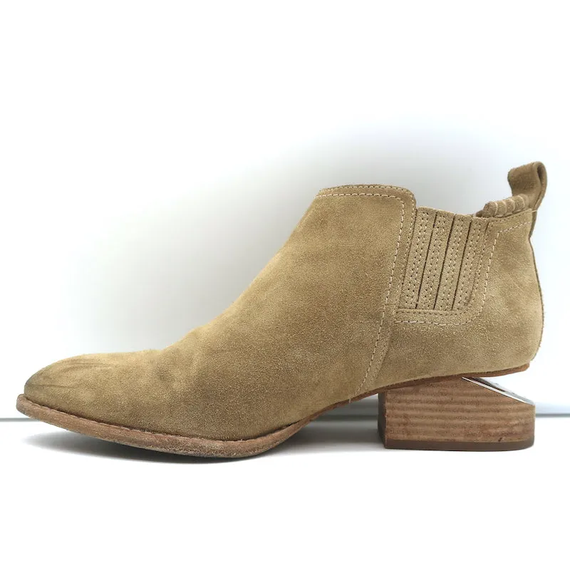 Alexander Wang Kori Ankle Boots Beige Suede Size 37 Cutout Heel Booties