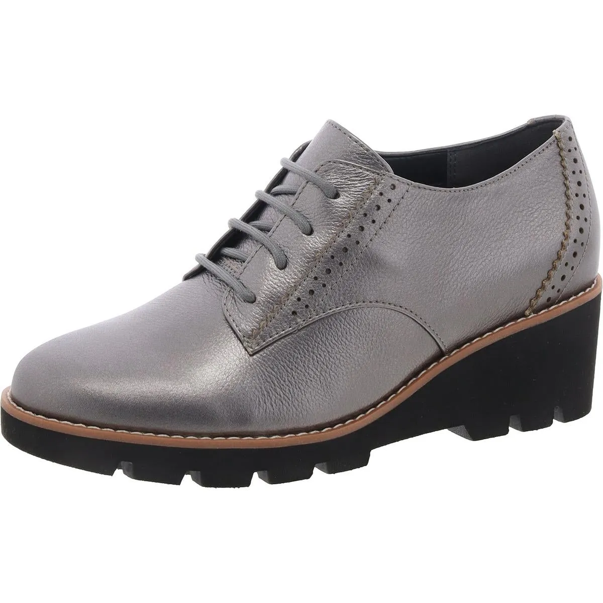 Anaheim Womens Leather Wedge Oxfords