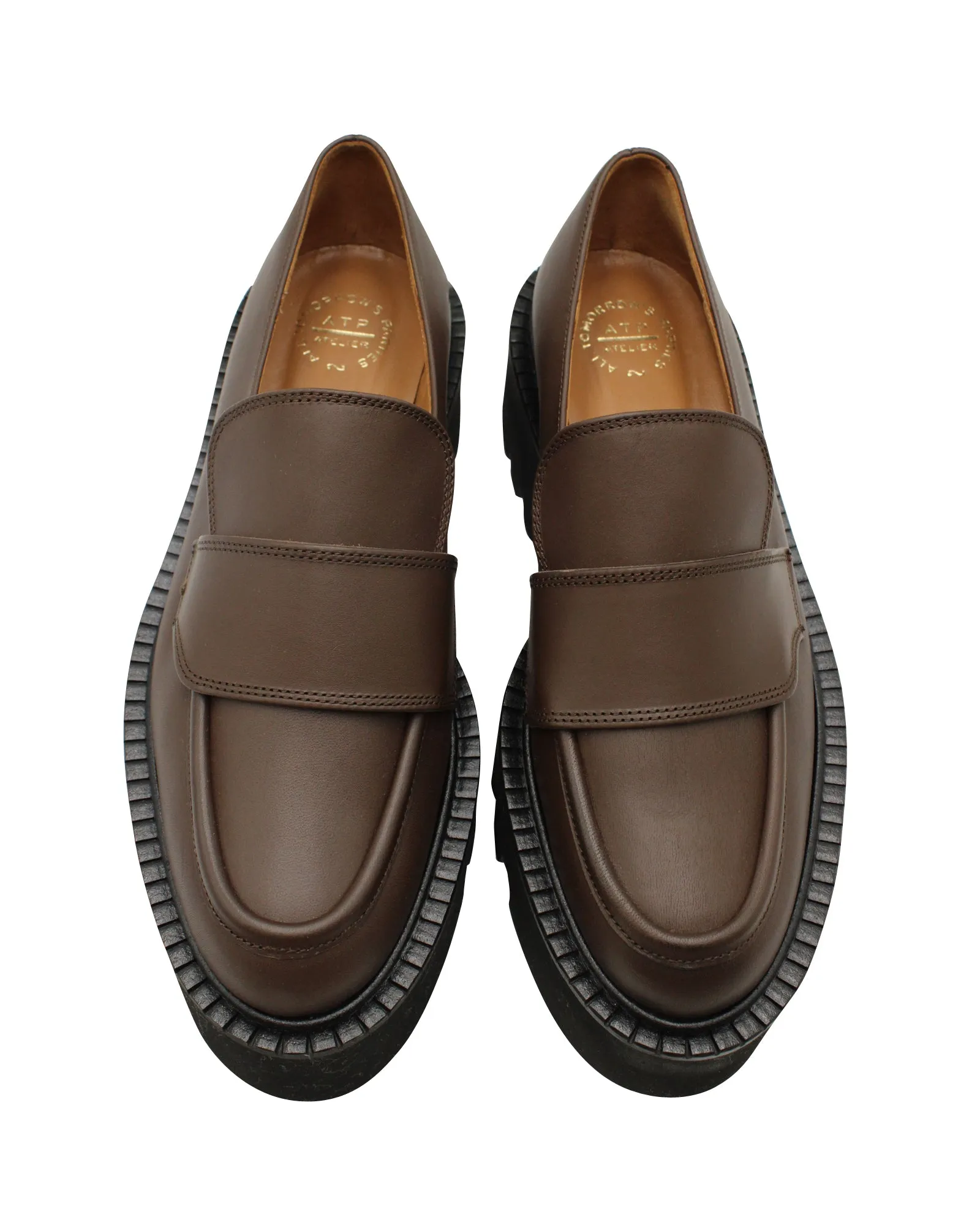 ATP Atelier Pescara Chunky Sole Loafers in Brown Leather