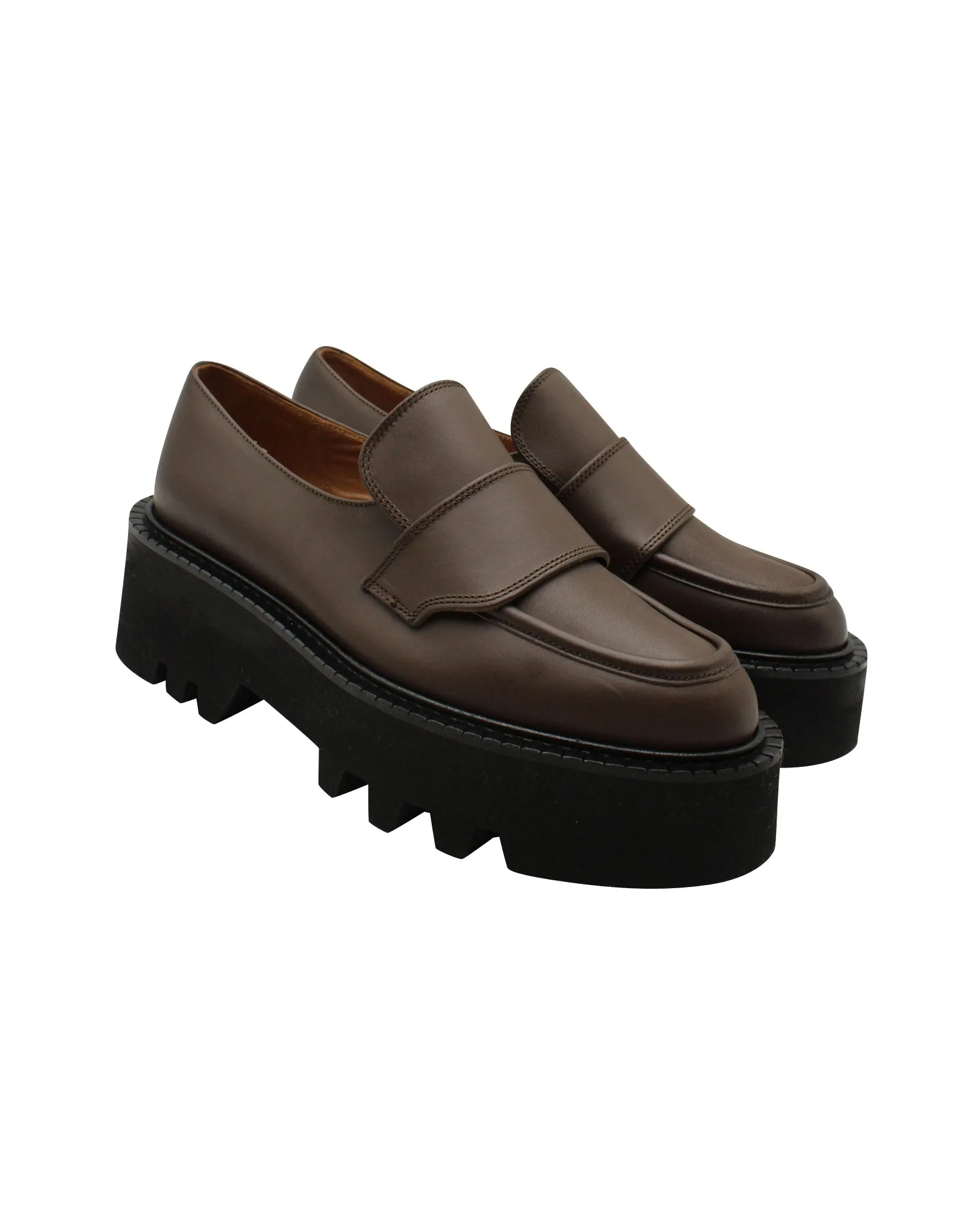 ATP Atelier Pescara Chunky Sole Loafers in Brown Leather