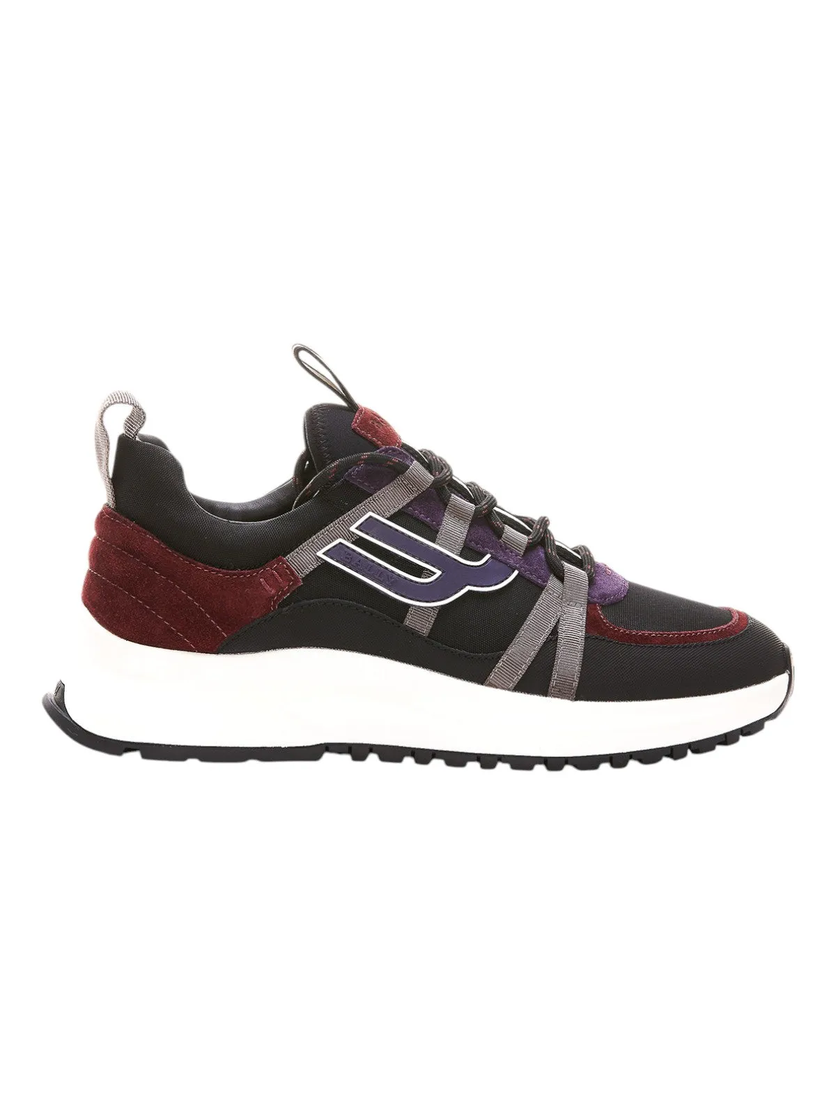 Bally Damon 6301541 Black & Heritage Red Suede Panel Low-Top Sneakers