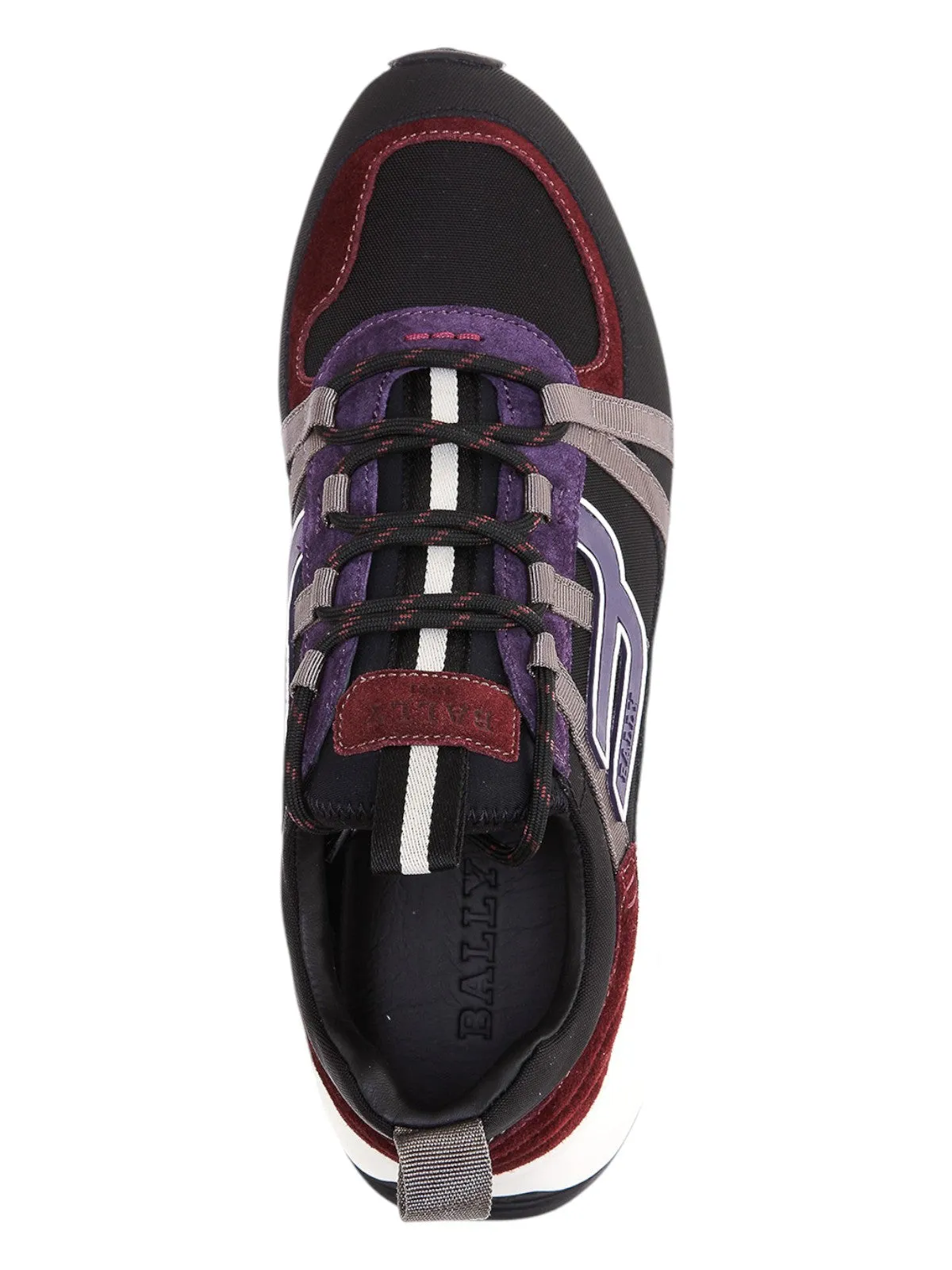 Bally Damon 6301541 Black & Heritage Red Suede Panel Low-Top Sneakers