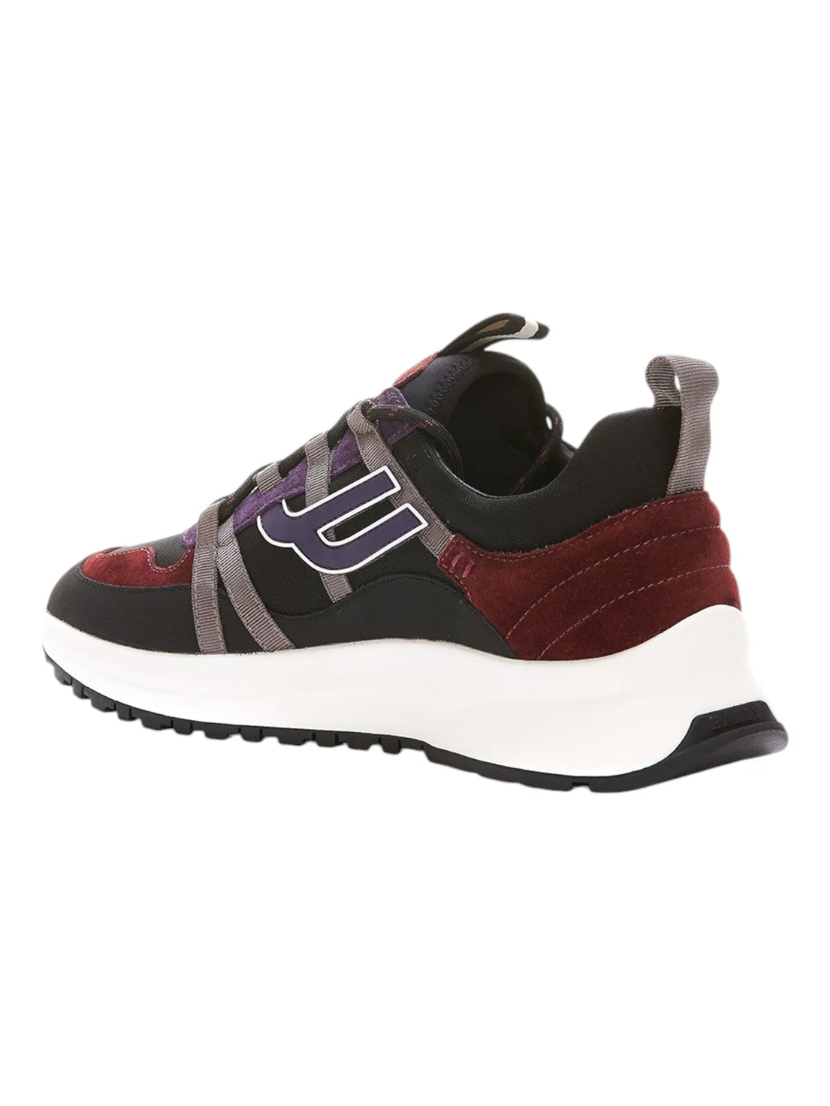 Bally Damon 6301541 Black & Heritage Red Suede Panel Low-Top Sneakers