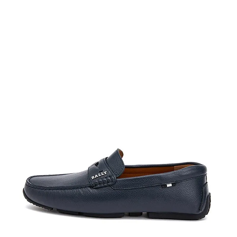 Bally Pavel 6217578 Men's Navy Bovine Printed Leather Driver Shoes