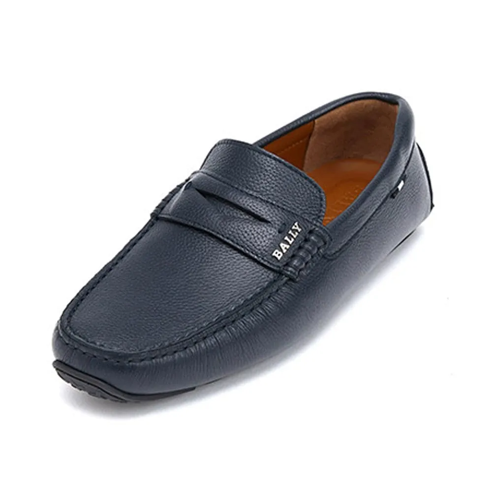 Bally Pavel 6217578 Men's Navy Bovine Printed Leather Driver Shoes
