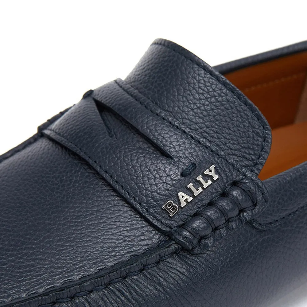 Bally Pavel 6217578 Men's Navy Bovine Printed Leather Driver Shoes
