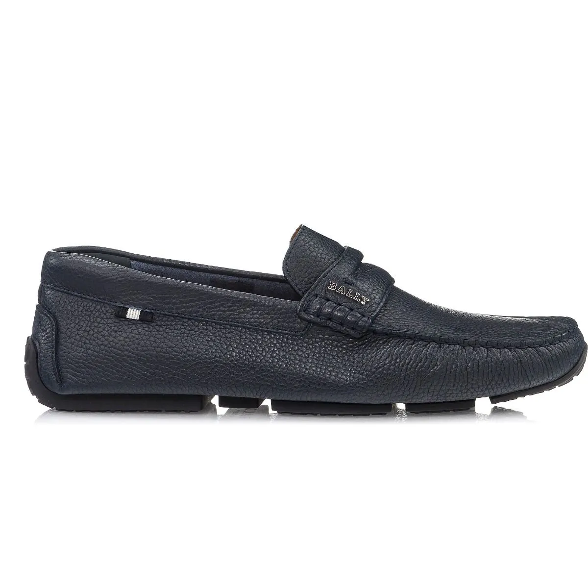 Bally Pavel 6217578 Men's Navy Bovine Printed Leather Driver Shoes