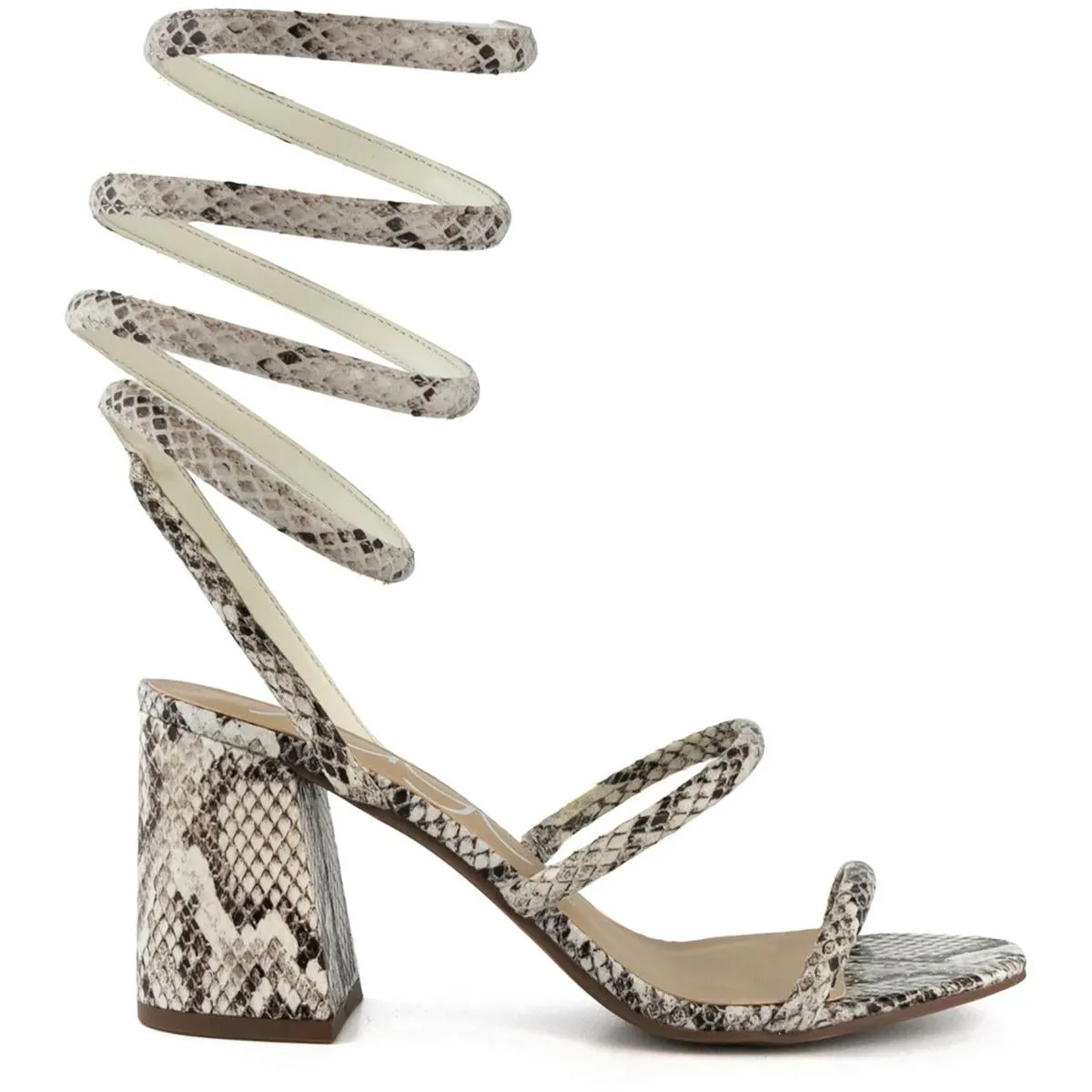 Belleza Womens Snake Print Block Heel Strappy Sandals