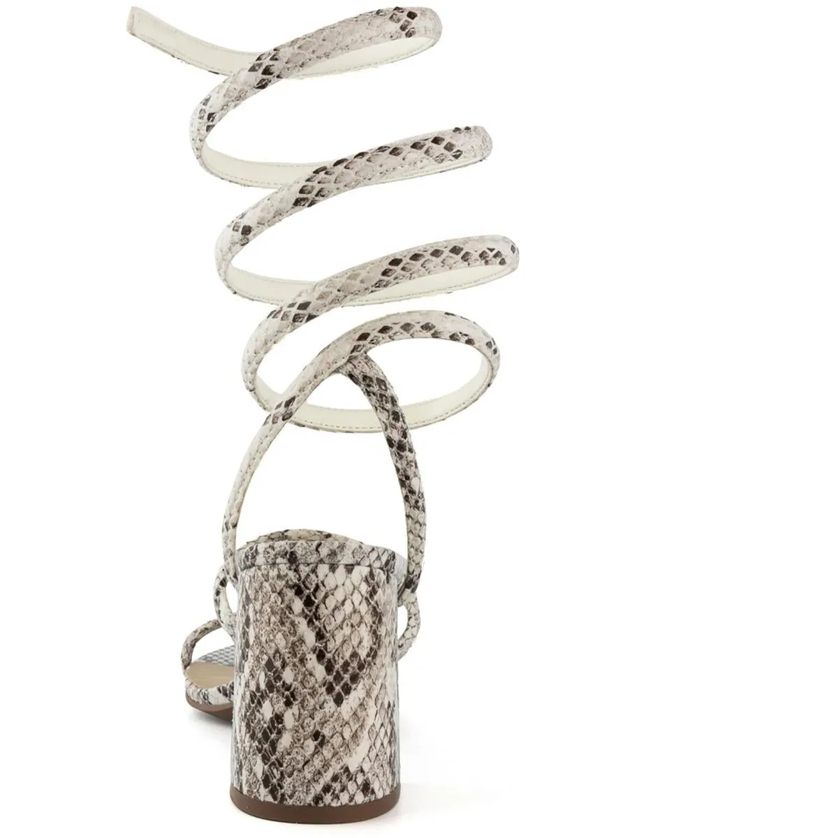 Belleza Womens Snake Print Block Heel Strappy Sandals