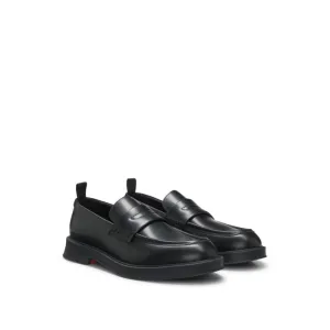 Brush-off leather loafers with padded strap