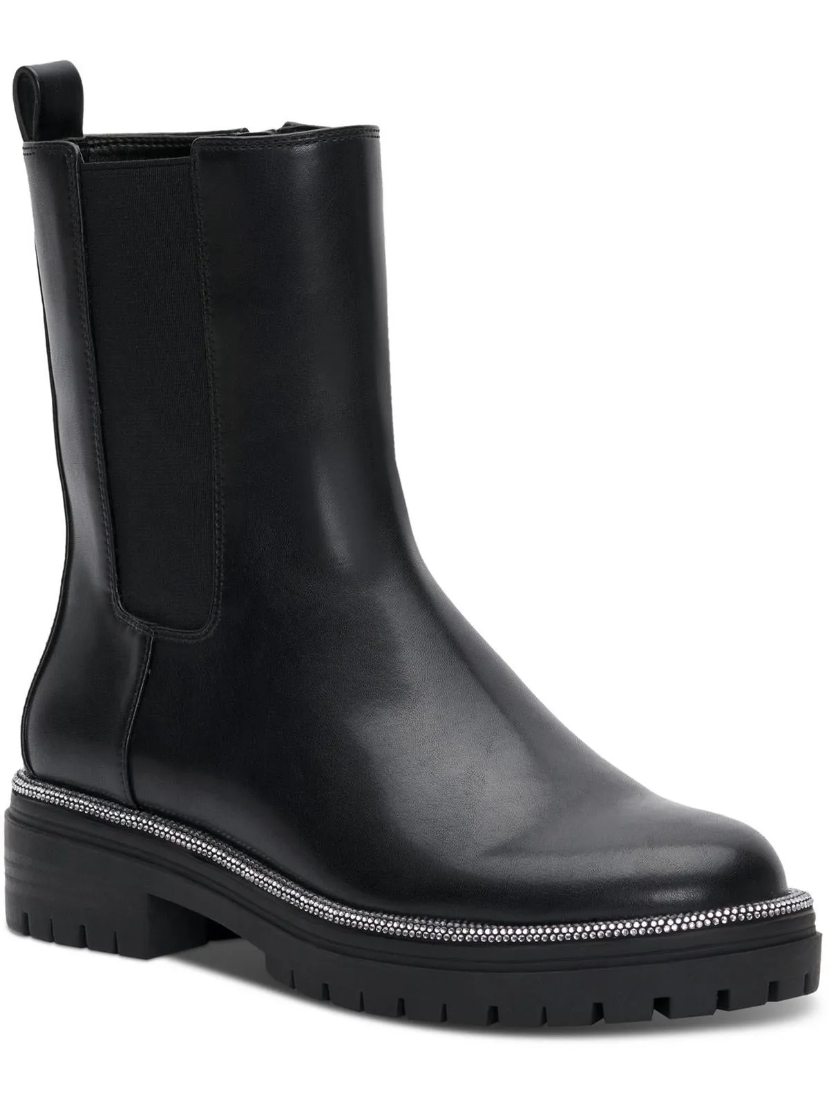 Brycin Womens Faux Leather Pull On Mid-Calf Boots