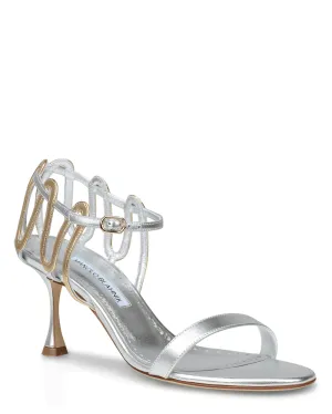 Chafarsan Nappa Metallic Sandal in Silver and Gold