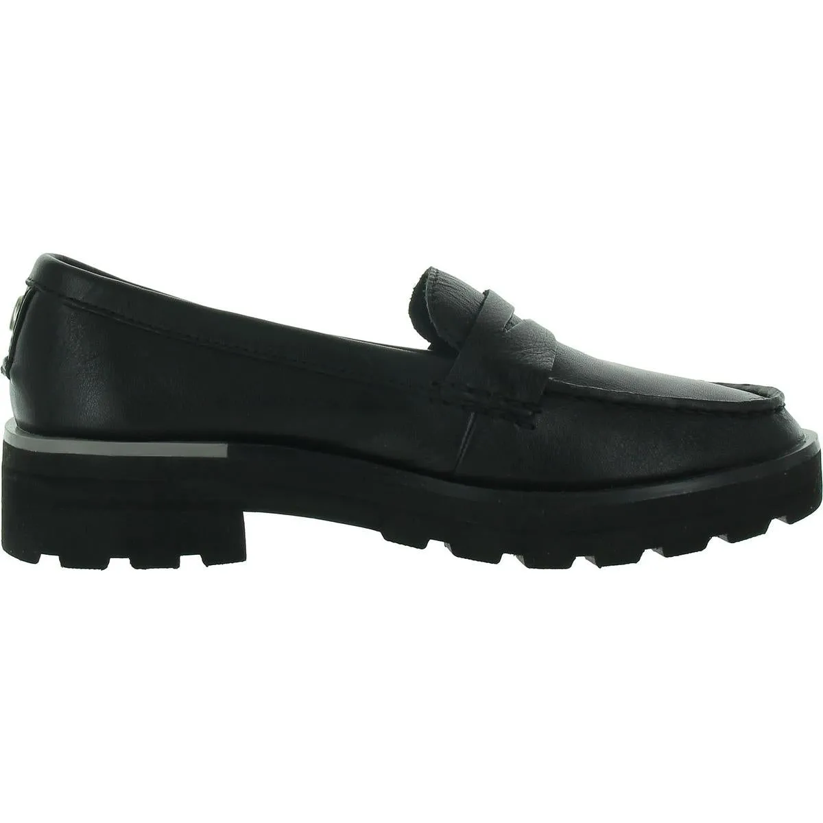 Chunky Penny Womens Leather Slip-On Loafers