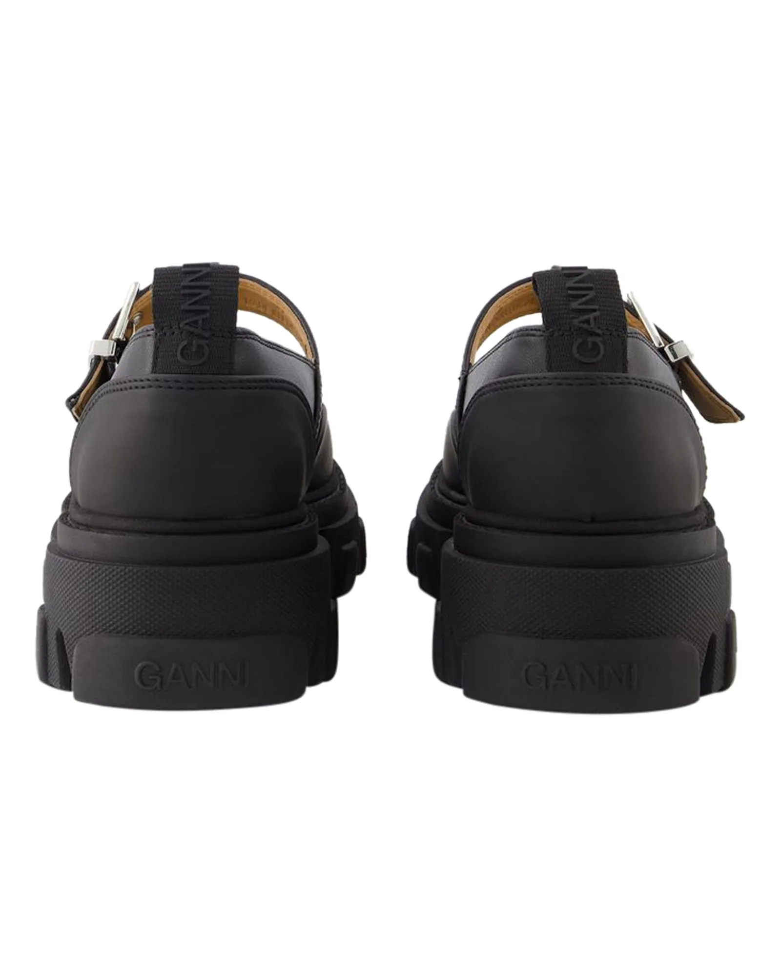 Cleated Mary Jane Loafers - Ganni - Synthetic Leather - Black