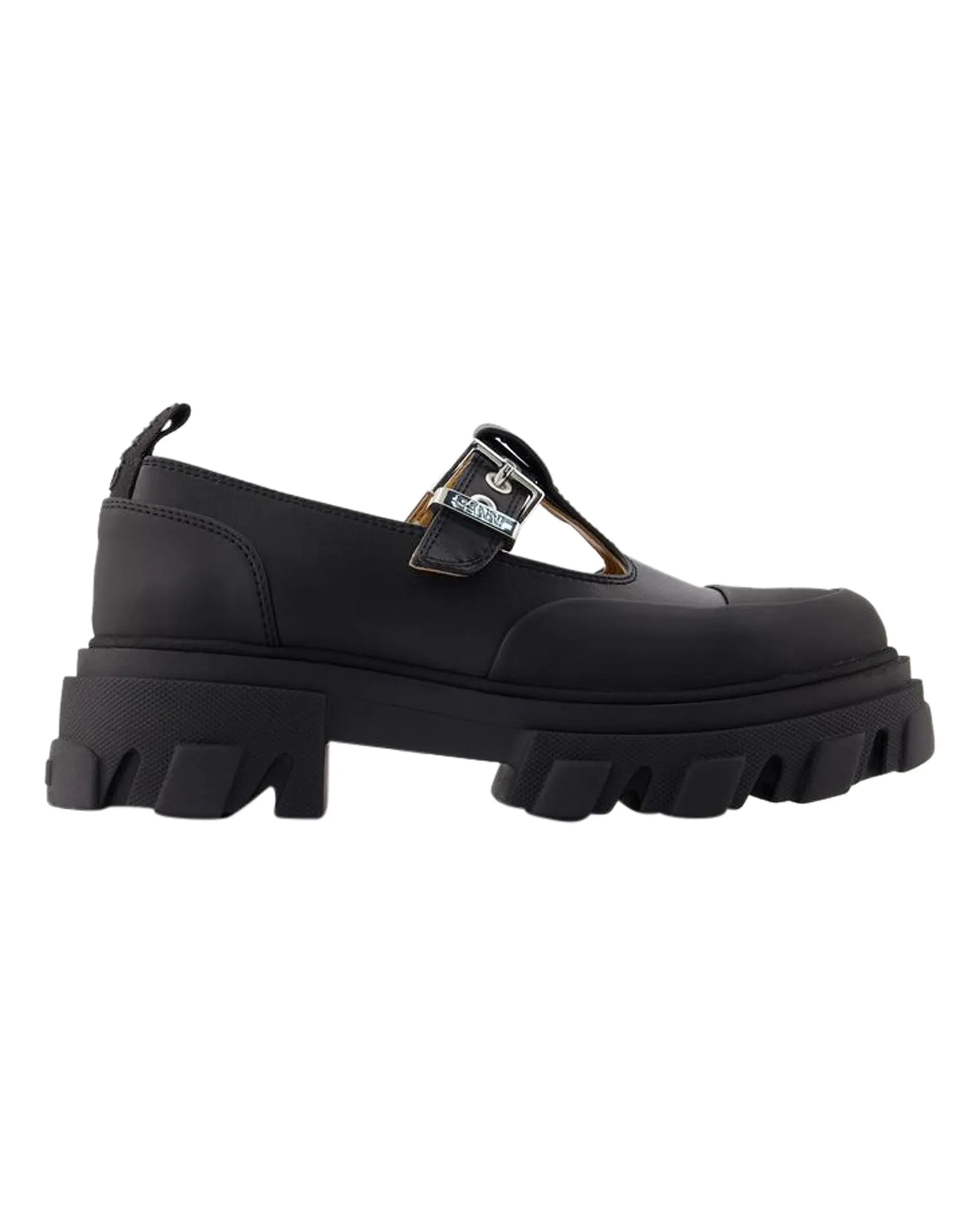 Cleated Mary Jane Loafers - Ganni - Synthetic Leather - Black