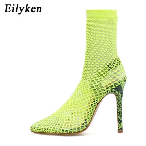 Eilyken Women Pointed Toe Mesh Holes Sandals Sexy Summer Shoes Breathable Cool Spring OL Party High Heel Anckle Boots size 35-40 Fashion Nova Shoes