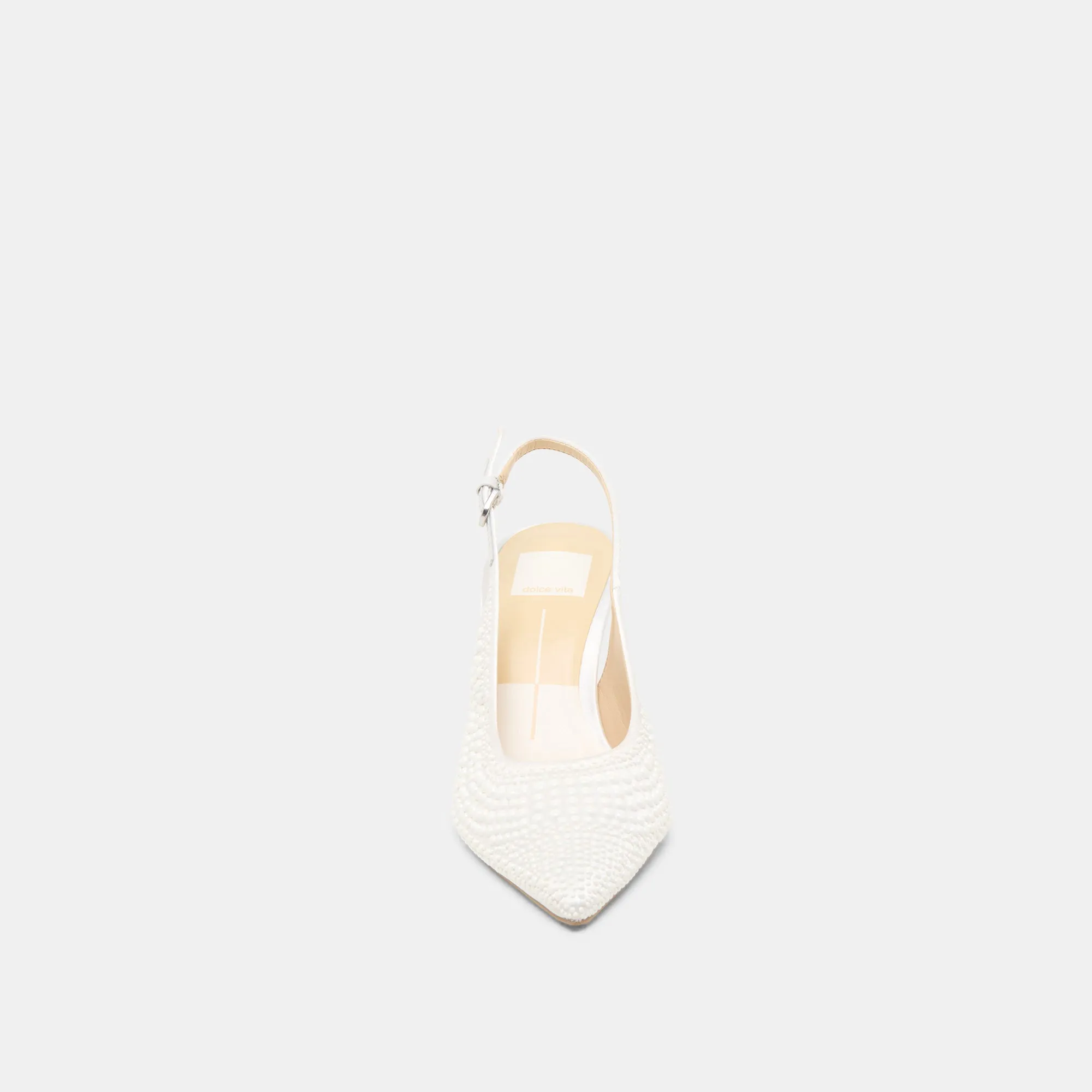 ELASI PEARL HEELS TRUE WHITE SATIN