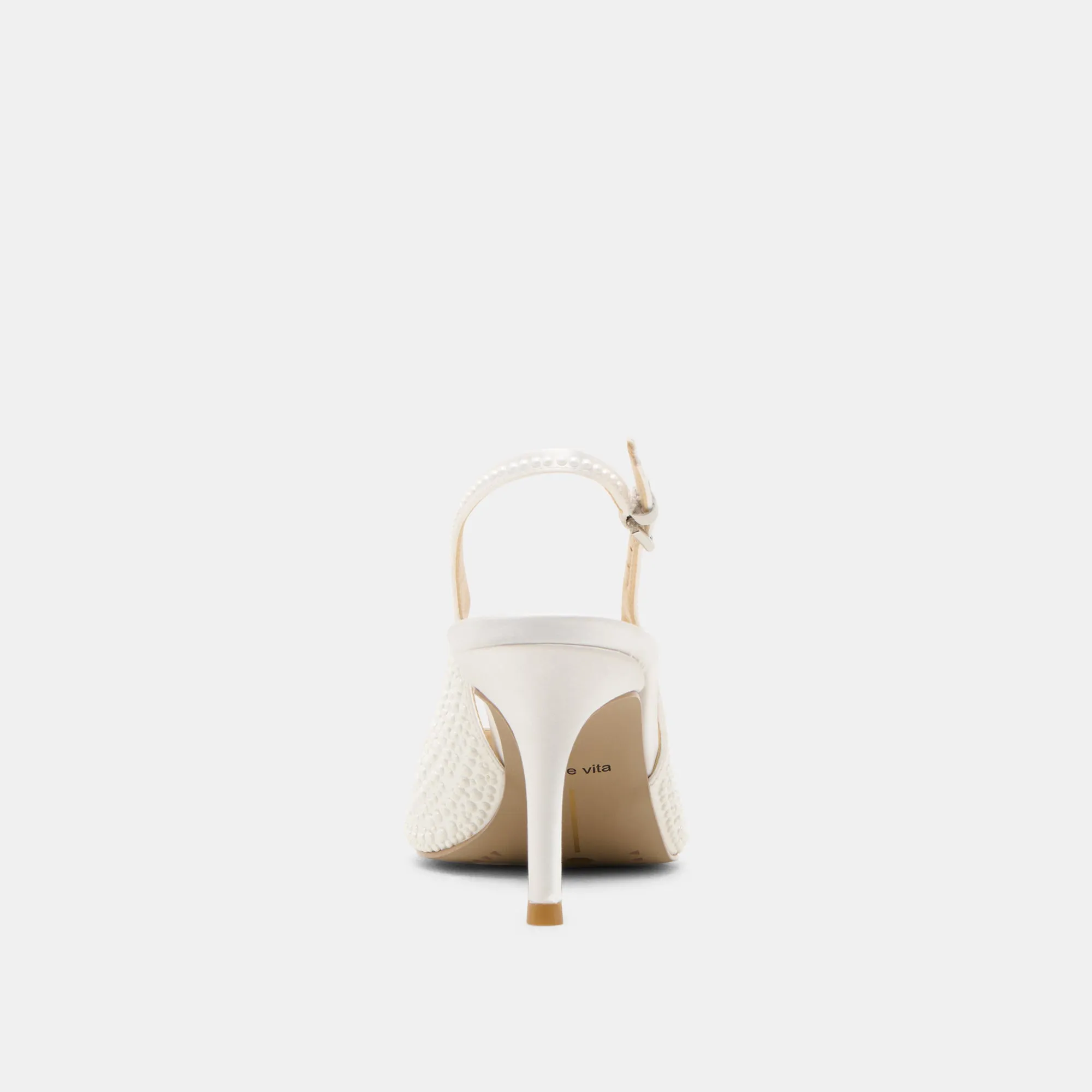 ELASI PEARL HEELS TRUE WHITE SATIN