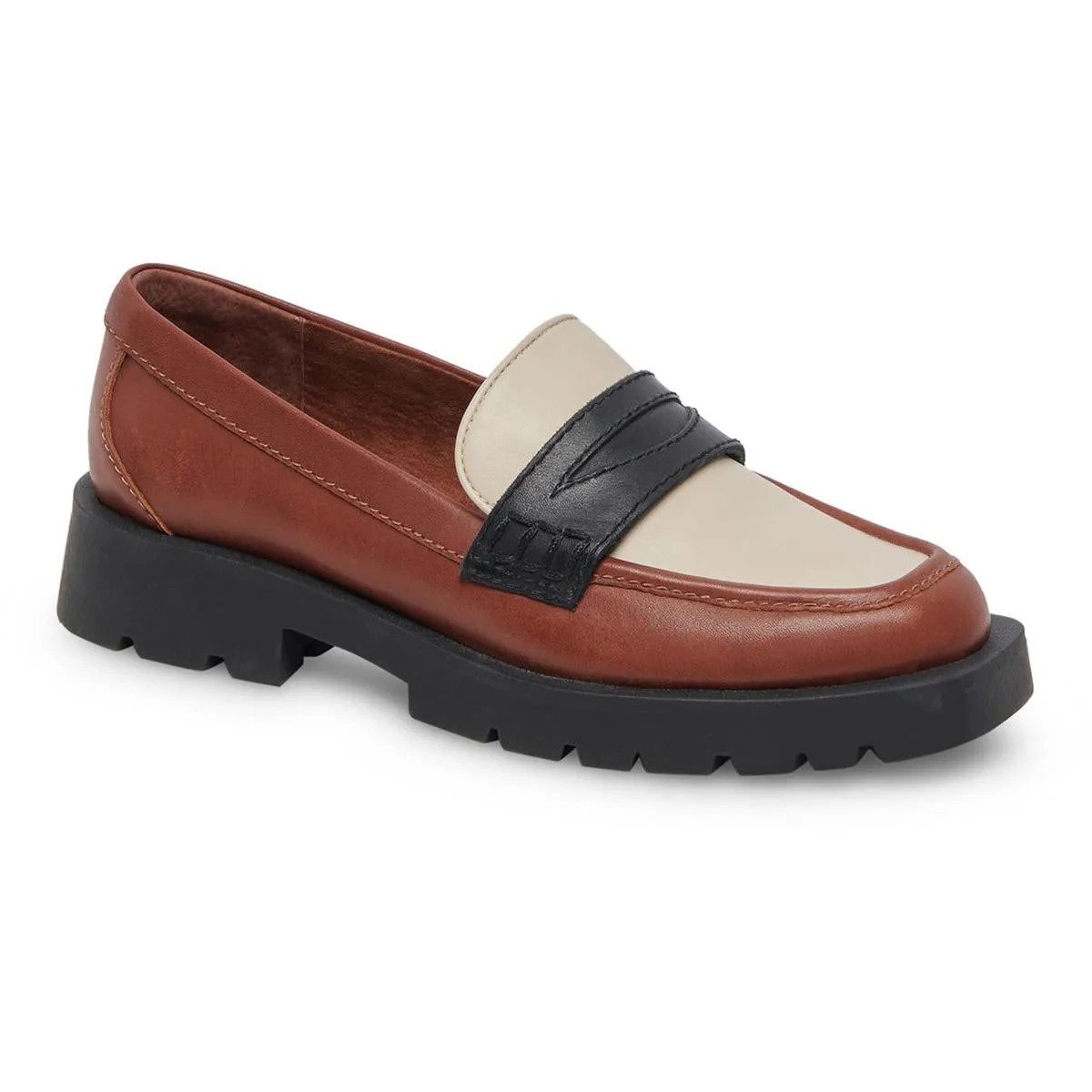 ELIAS Womens Lugged Sole Raised Square Toe Loafers