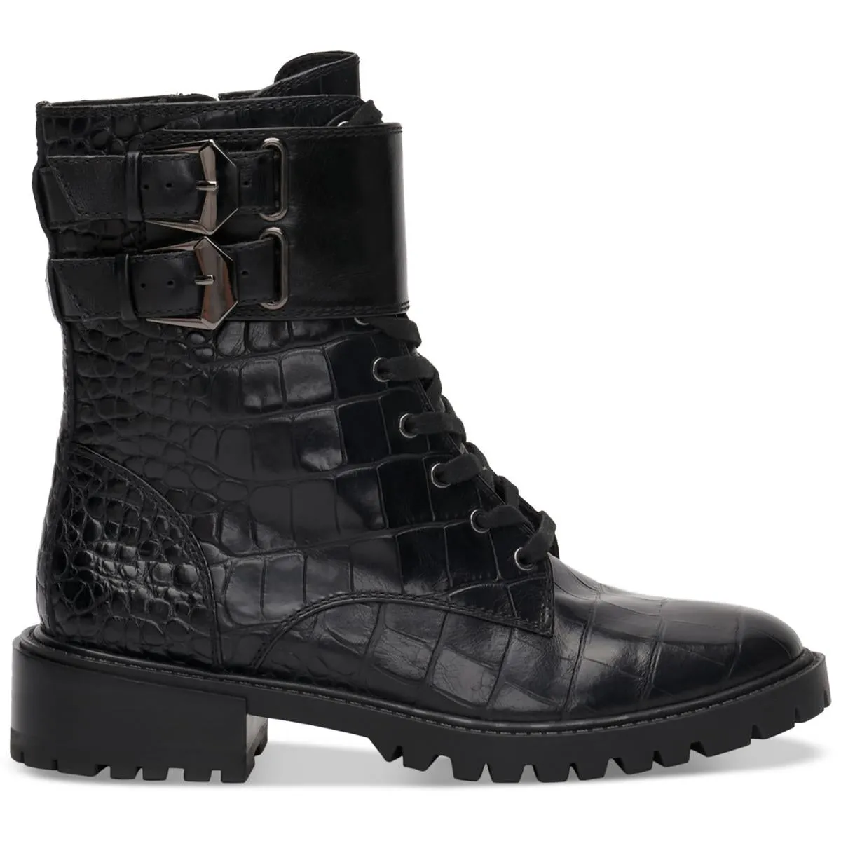 Fawdry Womens Suede Buckle Combat & Lace-up Boots