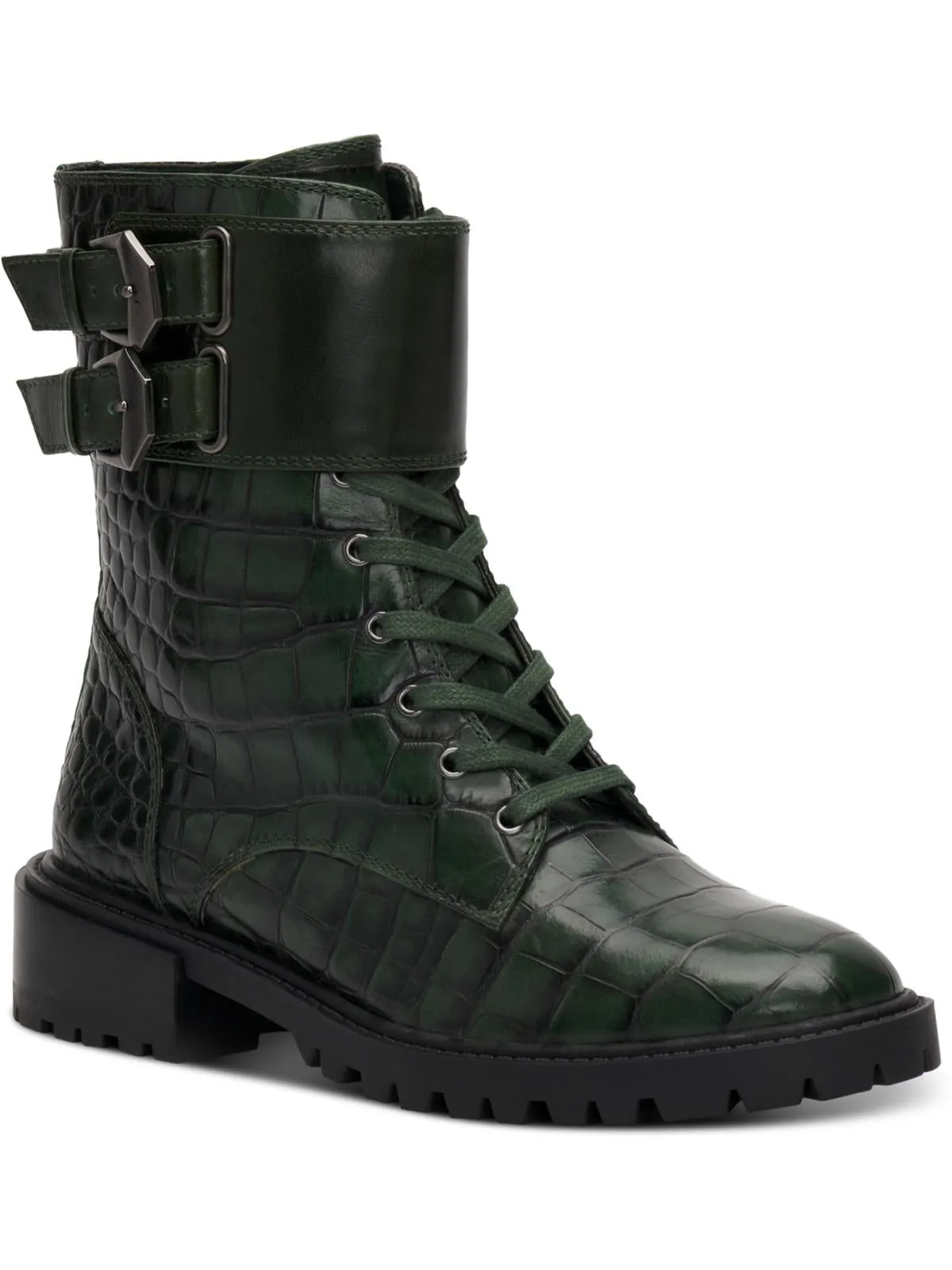 Fawdry Womens Suede Buckle Combat & Lace-up Boots