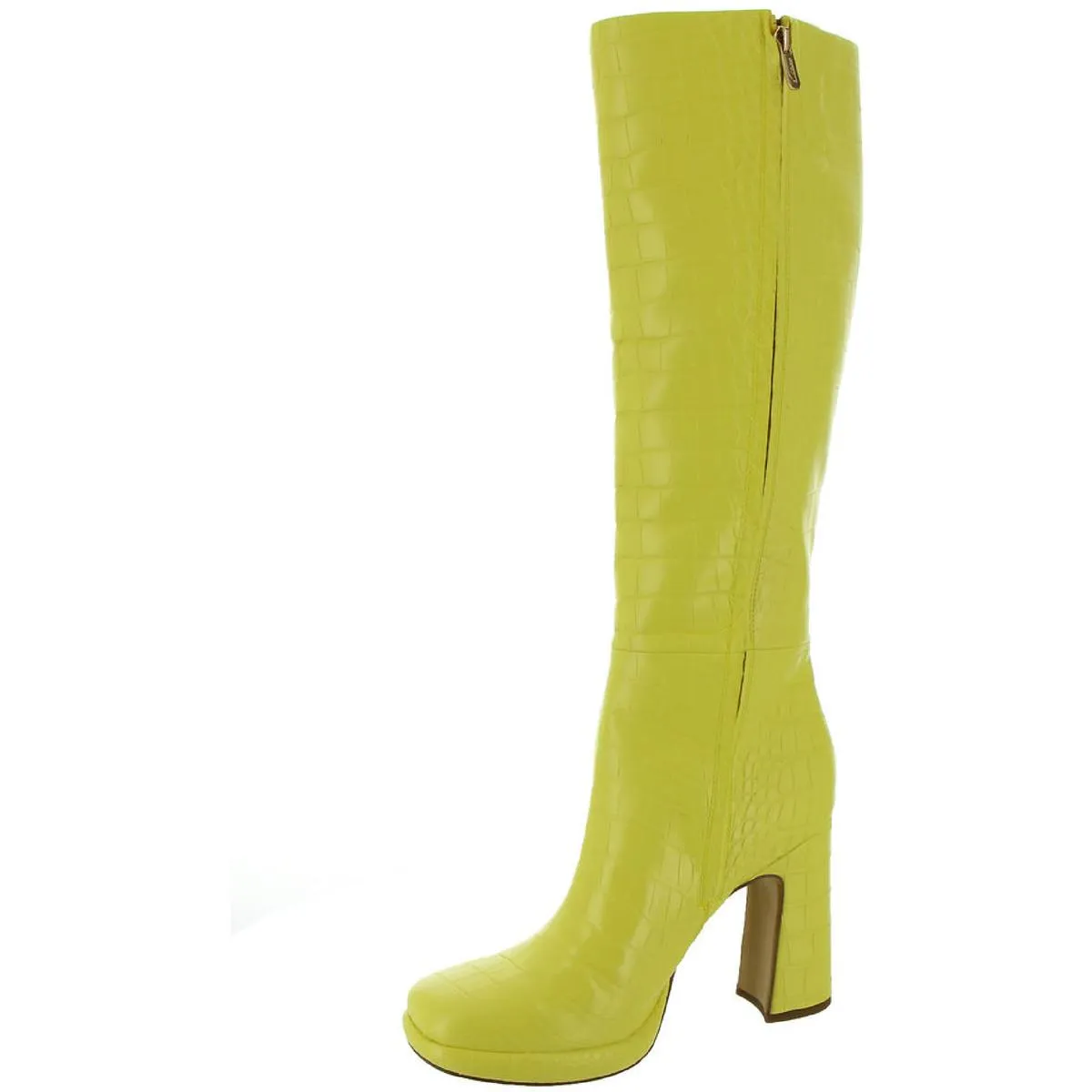 Freda Womens Faux Leather Embossed Knee-High Boots