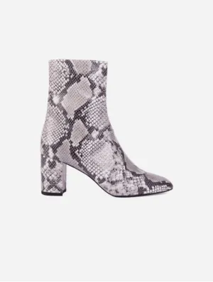 Gaby Vegan Leather Heeled Boots | Python Silver