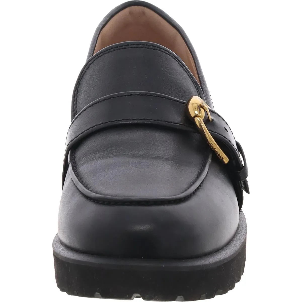 Giana  Womens Buckle Faux Leather Loafers