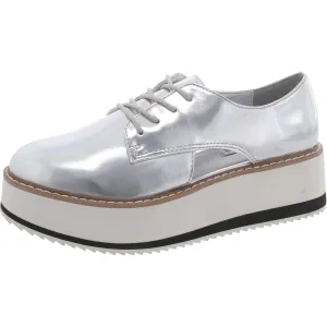 Gina Womens Faux Leather Metallic Oxfords