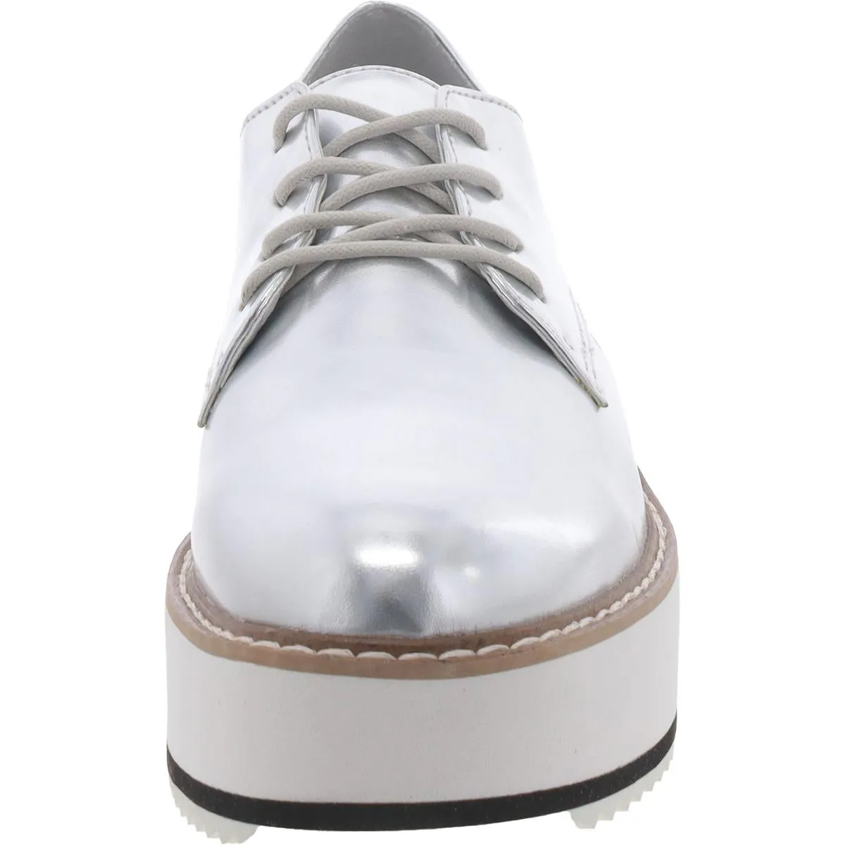 Gina Womens Faux Leather Metallic Oxfords