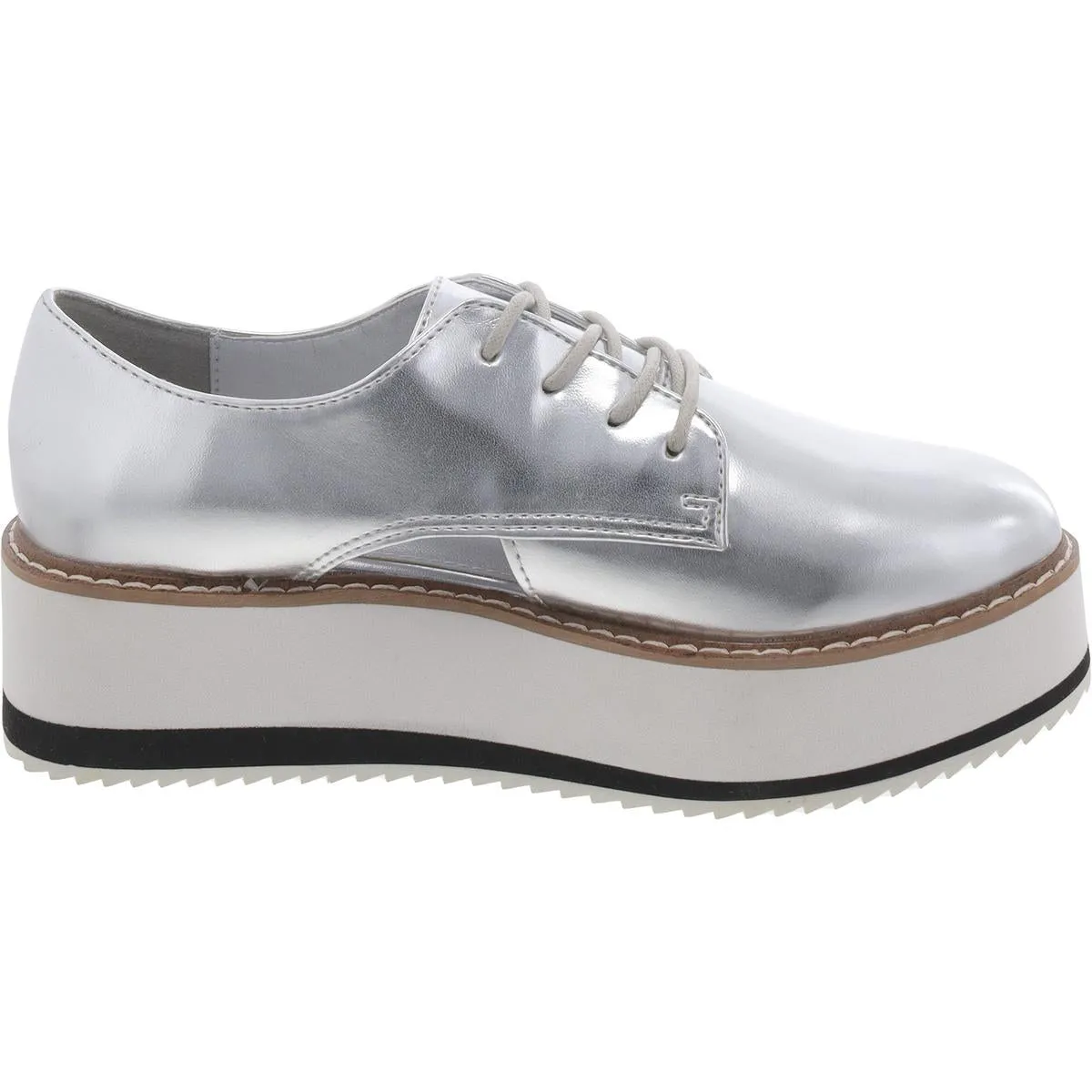 Gina Womens Faux Leather Metallic Oxfords