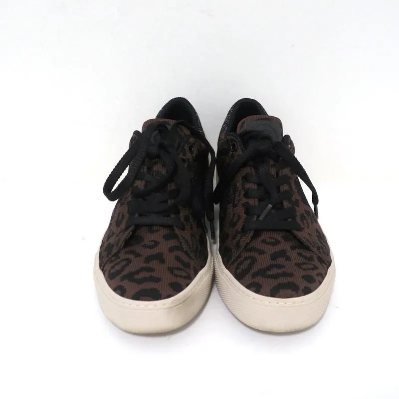 GREATS Royale Knit Low Top Sneakers Dark Brown Leopard Print Size 6