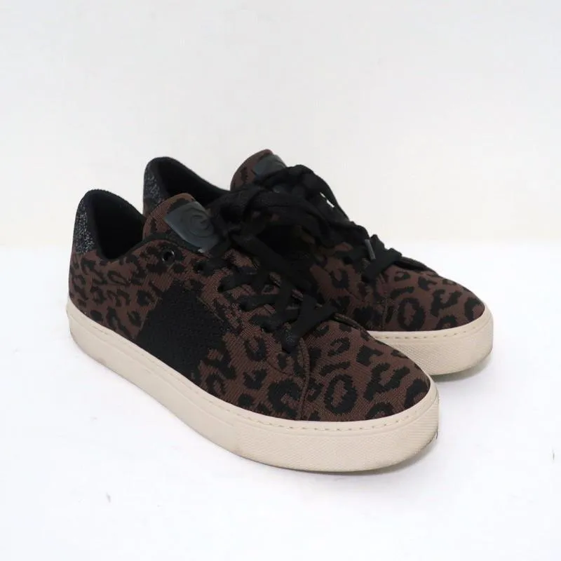 GREATS Royale Knit Low Top Sneakers Dark Brown Leopard Print Size 6