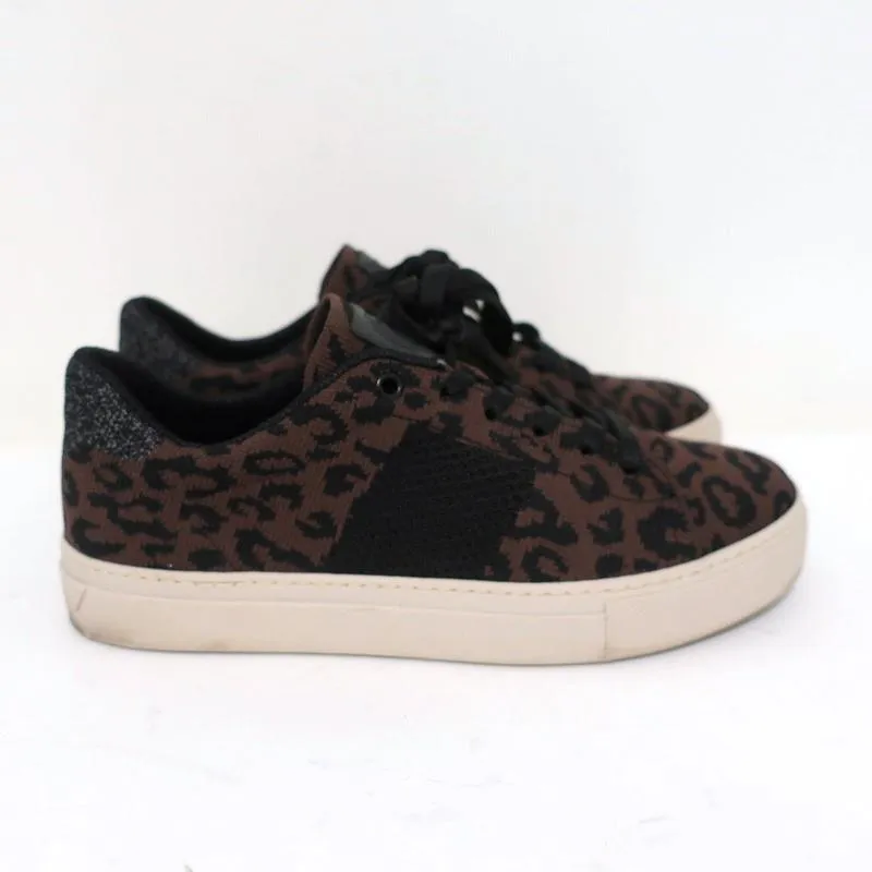 GREATS Royale Knit Low Top Sneakers Dark Brown Leopard Print Size 6