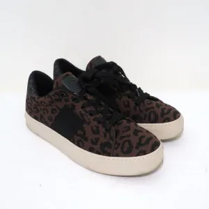 GREATS Royale Knit Low Top Sneakers Dark Brown Leopard Print Size 6