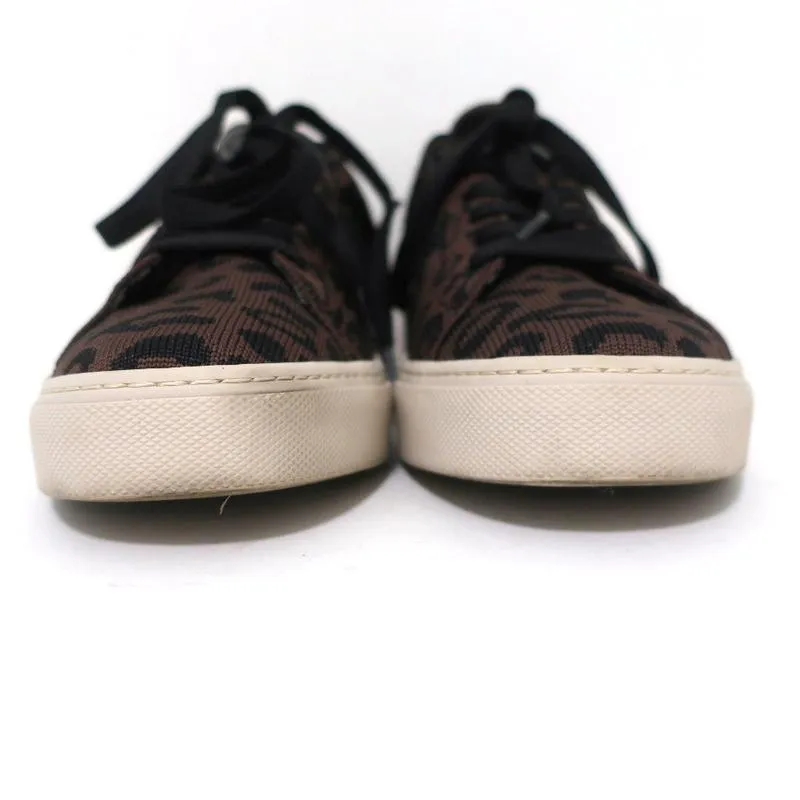 GREATS Royale Knit Low Top Sneakers Dark Brown Leopard Print Size 6