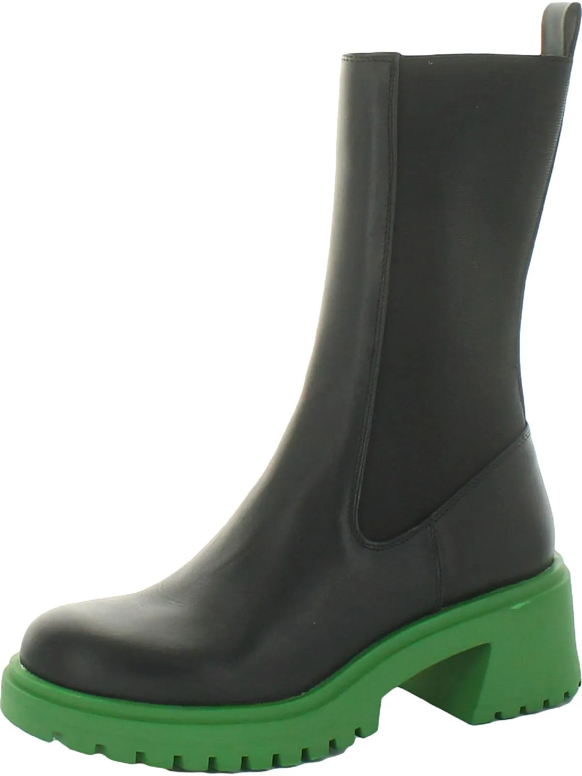 Hesitant Womens Pull On Moto Mid-Calf Boots