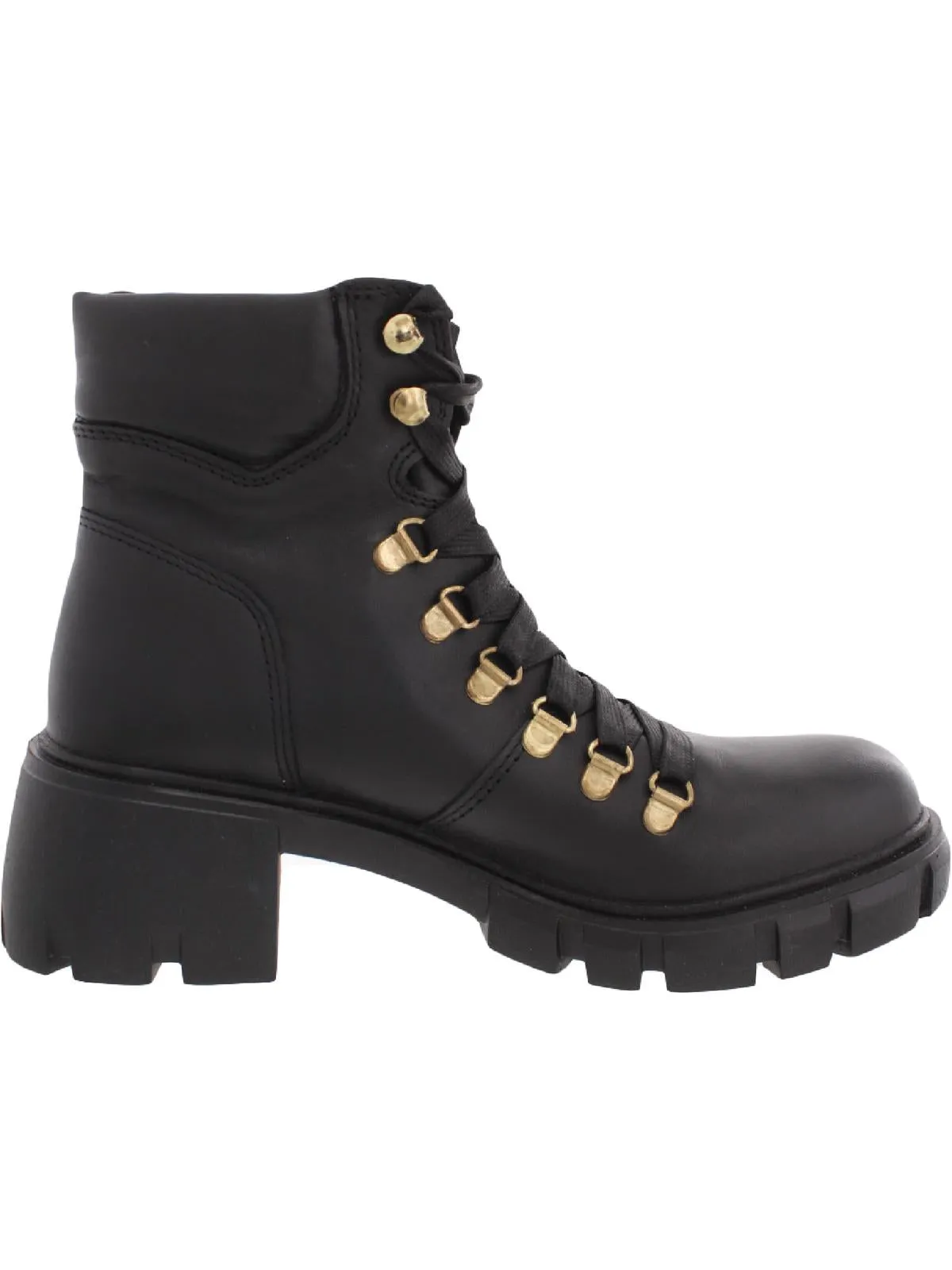 Hint Womens Leather Ankle Combat & Lace-up Boots