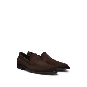 Italian-made suede loafers with penny trim