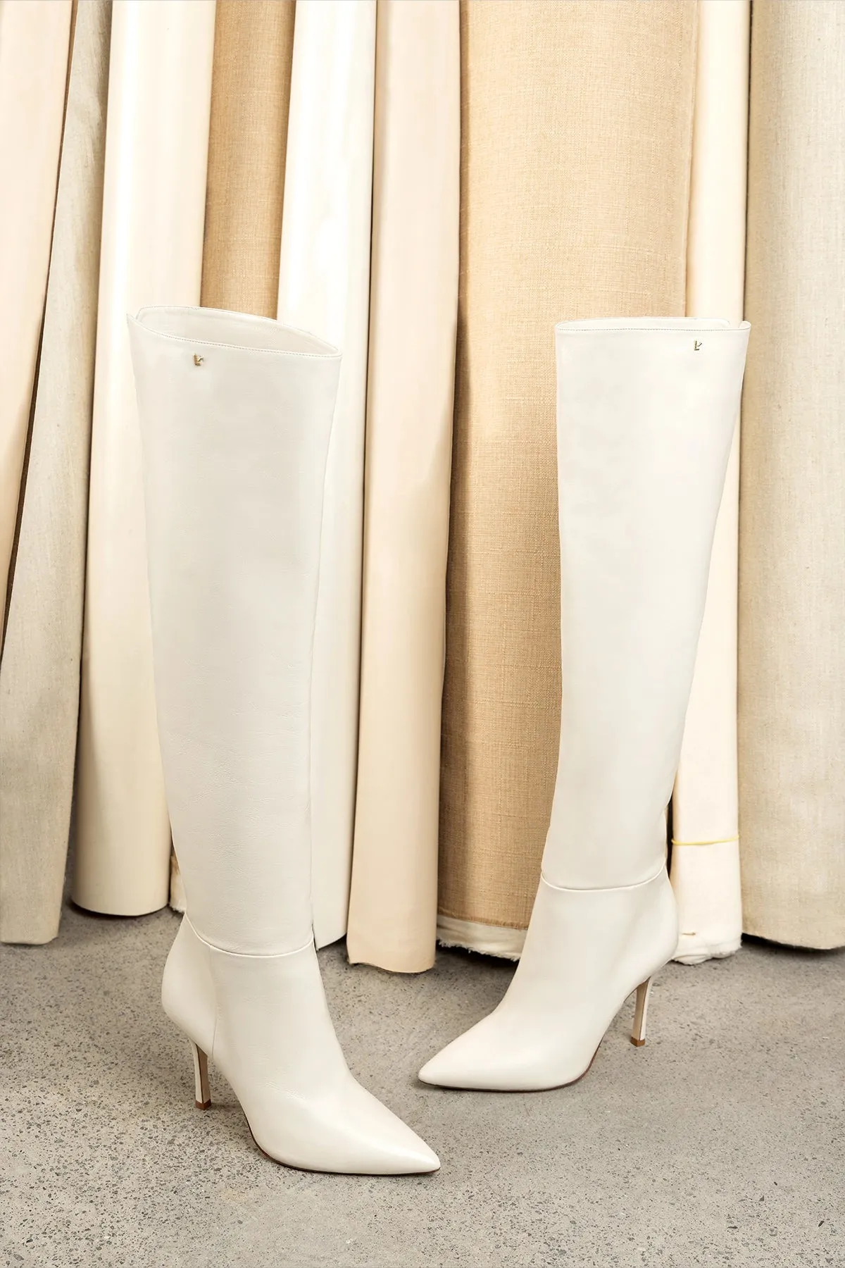 Kate Hi Boot In Ivory Leather
