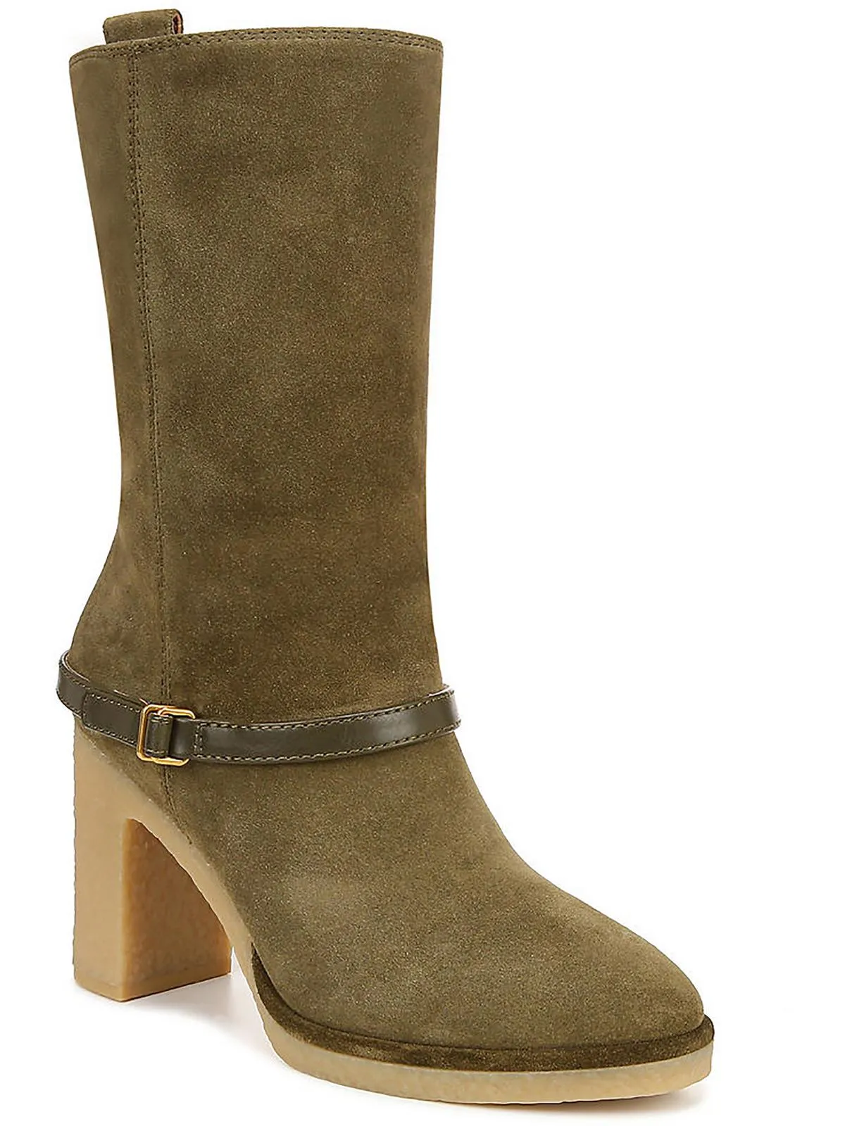 L Paxton Womens Suede Almond Toe Mid-Calf Boots