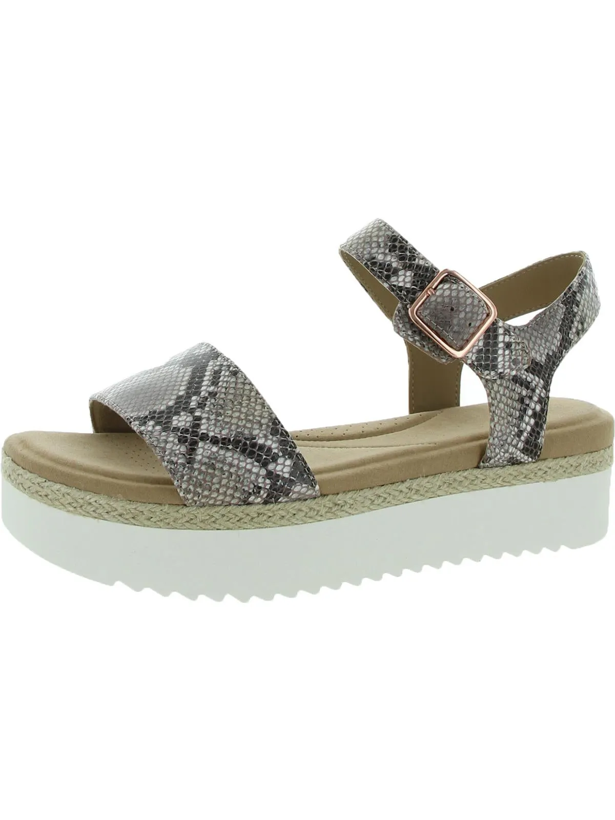 Lana Shore Womens Leather Open Toe Wedge Sandals