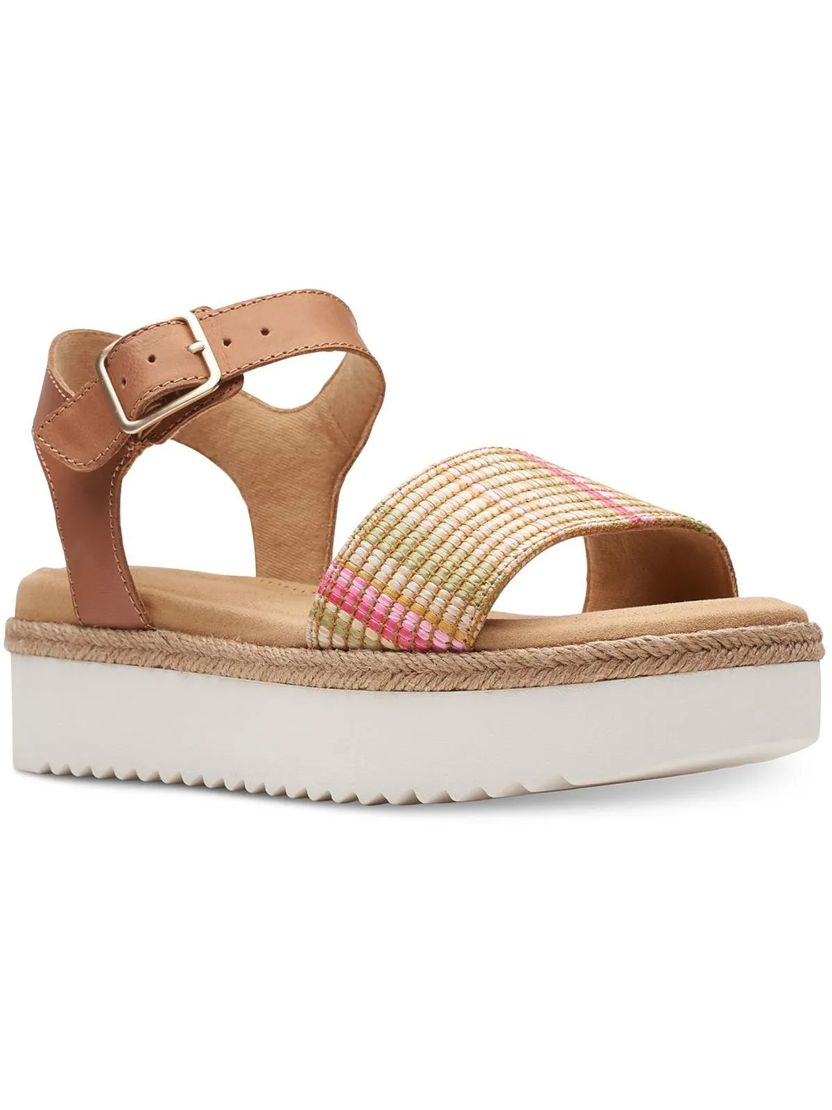 Lana Shore Womens Leather Open Toe Wedge Sandals
