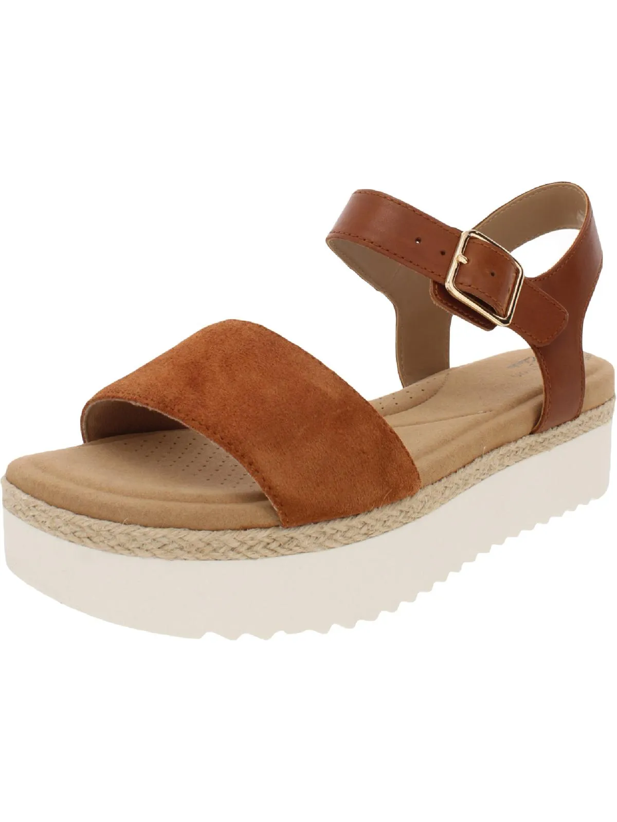 Lana Shore Womens Leather Open Toe Wedge Sandals