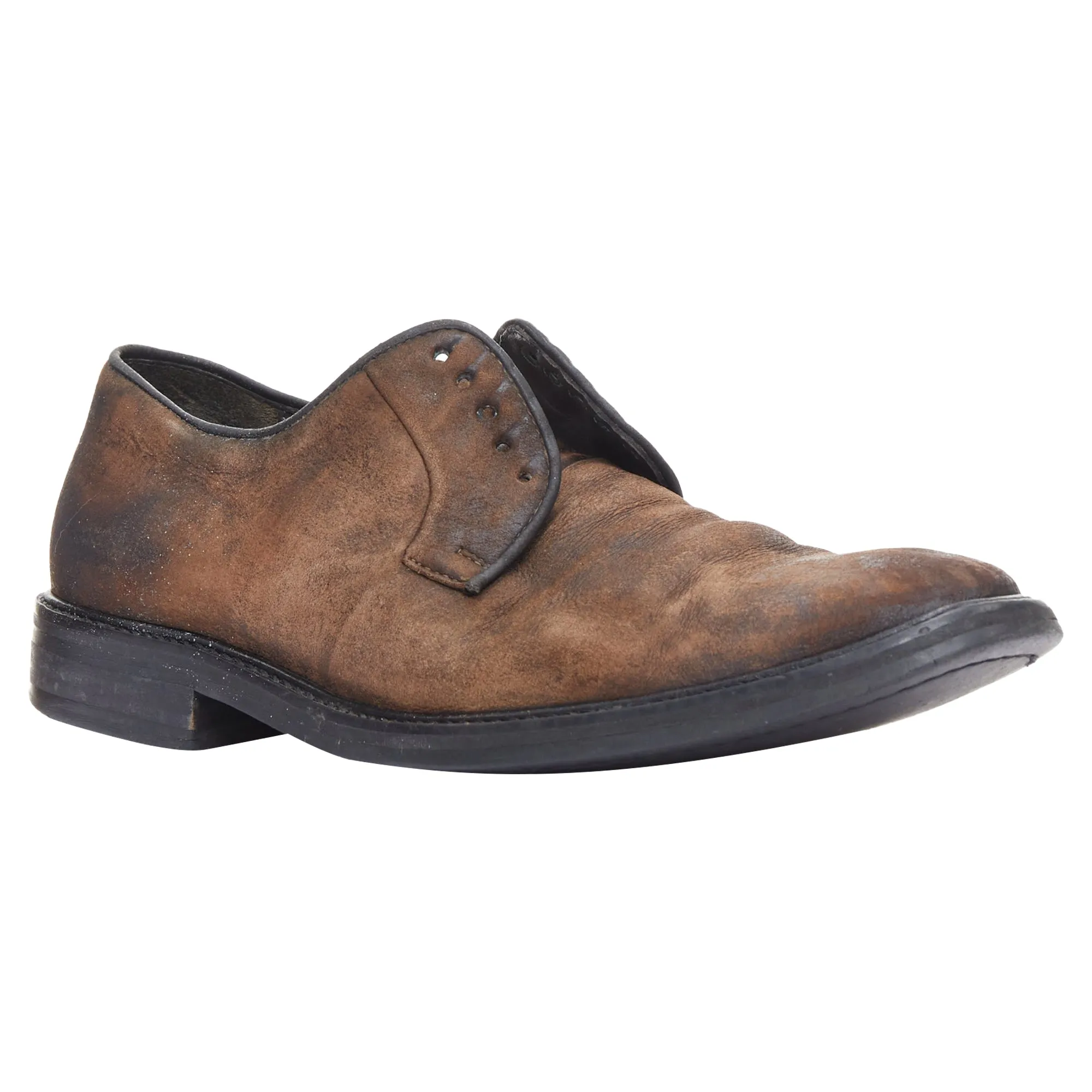 Lanvin distressed brushed leather slip on laceless brogues