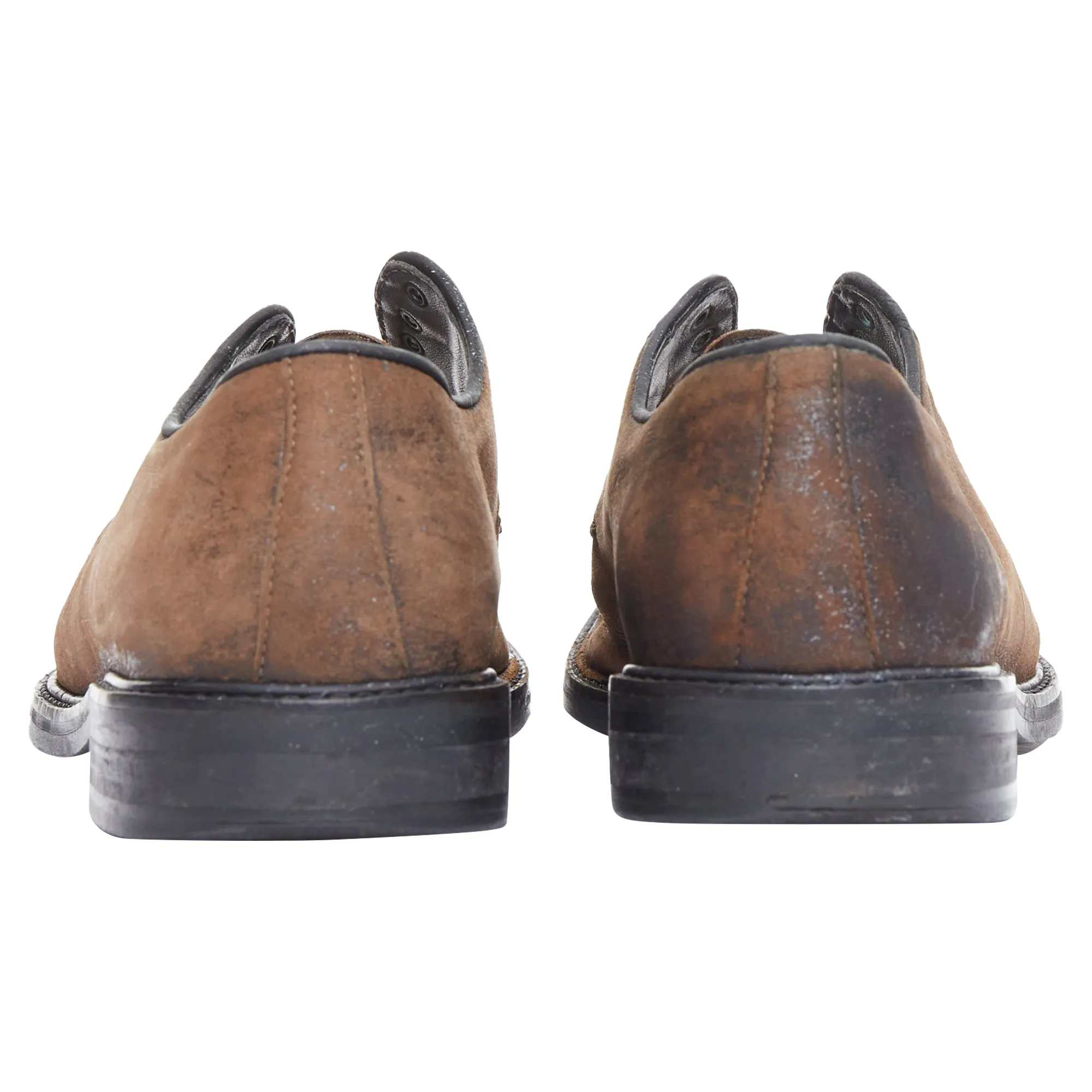 Lanvin distressed brushed leather slip on laceless brogues
