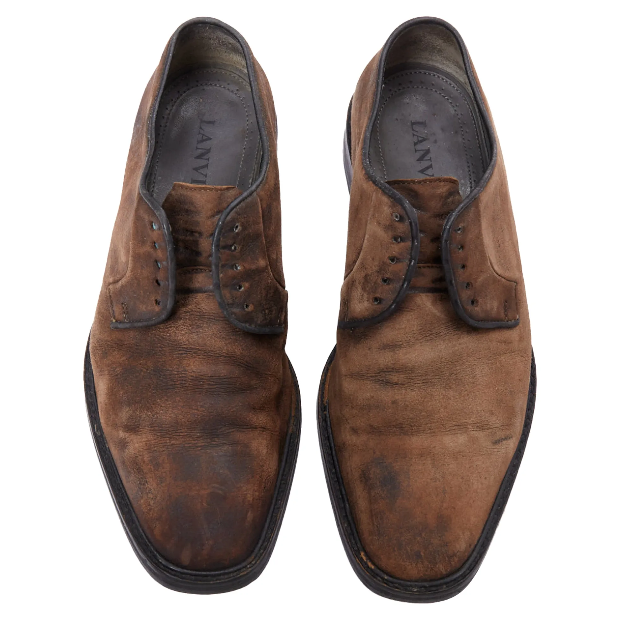 Lanvin distressed brushed leather slip on laceless brogues